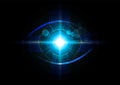 Futuristic eye detection technology concept vector illustration