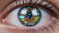 Futuristic Eye with Digital Interface Overlay Royalty Free Stock Photo