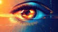 Futuristic eye performing digital data surveillance and scanning Royalty Free Stock Photo