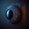 A futuristic eye processing data.Generative AI Royalty Free Stock Photo