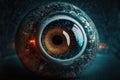 A futuristic eye processing data.Generative AI Royalty Free Stock Photo