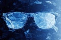 Futuristic Eyewear Design Featuring Polygonal Rendering with Sleek Geometric Lines and Blue Shades Royalty Free Stock Photo