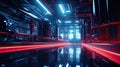 Futuristic factory. AI-generated background with digital shapes, futuristic elements and patterns. Future technologies