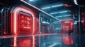 Futuristic factory. AI-generated background with digital shapes, futuristic elements and patterns. Future technologies