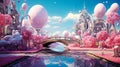 A futuristic fantastic world. Beautiful digital metaverse concept