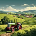 Futuristic Farm with Traditional and Modern Farming Equipment Royalty Free Stock Photo