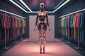 Futuristic fashion mannequin in the store. ai generative