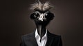 Futuristic Fashion Portrait: Ostrich In Sleek Steampunk Attire Royalty Free Stock Photo