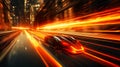 Futuristic fast car speeding  orange light streaks Royalty Free Stock Photo