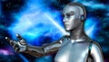 Futuristic Female Android in Deep Space Royalty Free Stock Photo