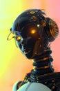 Futuristic Female Android Portrait Against Gradient Backdrop Royalty Free Stock Photo