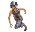 Futuristic Female Cop in Camouflage Fatigues and Helmet Royalty Free Stock Photo