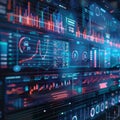 Futuristic financial data display suited for a seminar on advanced market forecasting techniques Royalty Free Stock Photo