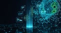Futuristic financial trading charts and data visualization with network connections Royalty Free Stock Photo