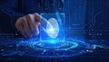 Futuristic Fingerprint Scan in a Holographic Interface Royalty Free Stock Photo