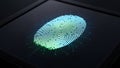 Futuristic fingerprint scanner on digital touchscreen interface Royalty Free Stock Photo