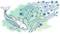 Futuristic Fish with Integrated Circuit Board Design, vector design Generative AI Royalty Free Stock Photo