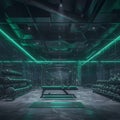 Futuristic Fitness Center with Neon Lights - Stock Image Royalty Free Stock Photo