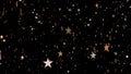 Futuristic flight of sparkling, shining, multi-colored stars in outer space. 3D. 4K. Isolated black background