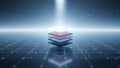 Futuristic Floating Stack of Glowing Data Layers digital white This abstract render symbolizes cloud server Royalty Free Stock Photo