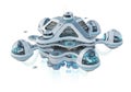 Futuristic floating structure with a central hub and multiple attached domes resembling a space Royalty Free Stock Photo