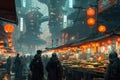 Futuristic Food Street Market