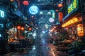 Futuristic Food Street Market