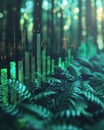 Digital Integration in Nature A Futuristic Forest with Data Visualization and Technological Elements Blending Harmoniously with Royalty Free Stock Photo