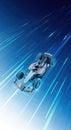 Futuristic Formula Racing Car on Blue Tech Background Royalty Free Stock Photo