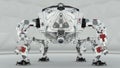 Futuristic four leg robot on white background