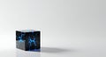 Futuristic fractured black cube with blue light Royalty Free Stock Photo