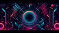 Futuristic frame abstract banner for EDM Technology music concert background.