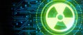 Futuristic frame, radiation sign, toxic sign in modern banner background technology wallpaper 3D Render