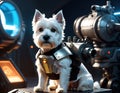Futuristic Furry: Anime-Inspired Terrier in LED Armor
