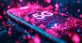 Futuristic 5G technology concept on a smartphone displaying neon lights Royalty Free Stock Photo