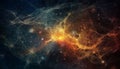 Futuristic galaxy explodes in a shining, chaotic supernova backdrop generated by AI