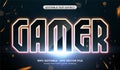 Futuristic gamer text effect. Editable glowing neon text effect with spark particles