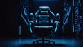 Futuristic Gaming Chair, Luxury Black and Blue Armchair, AI