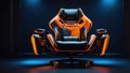 Futuristic Gaming Chair, Luxury Black and Orange Armchair, AI