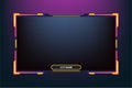 Futuristic gaming overlay template. Online gaming overlay design with buttons. Broadcast screen interface design with yellow and