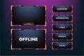 Futuristic gaming overlay template. Online gaming overlay design with buttons. Broadcast screen interface design with yellow and