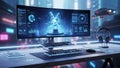 Futuristic Gaming Setup with Curved Monitor Royalty Free Stock Photo