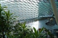 a futuristic garden covered with a glass dome