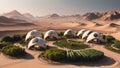 Futuristic garden-village on planet Mars - Generative AI Illustration