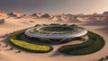 Futuristic garden-village on planet Mars - Generative AI Illustration