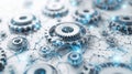Futuristic Generative AI Concept with Abstract Gray Gears and Technology Elements on White Background Generative AI