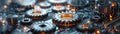 Futuristic Generative AI Technology with Abstract Gray Gears on White Background Generative AI