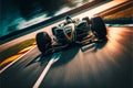 Futuristic generic concept sport Formula one car speeding on the road, generative ai Royalty Free Stock Photo