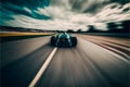 Futuristic generic concept sport Formula one car speeding on the road, generative ai Royalty Free Stock Photo