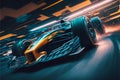 Futuristic generic concept sport Formula one car speeding on the road, generative ai Royalty Free Stock Photo